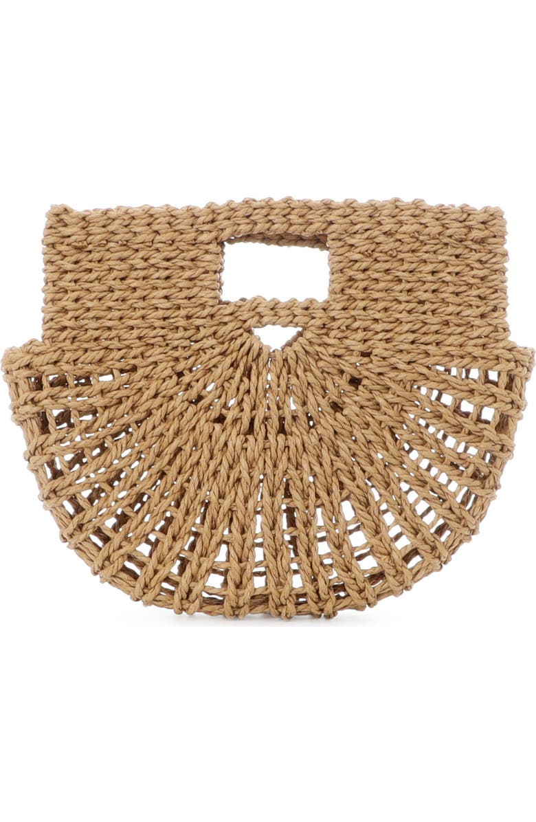 Adornia Straw Arc Clutch, Main, color, Brown