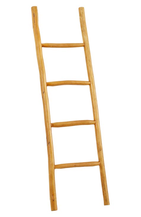 Brown Teakwood Handmade 4-Rack Ladder