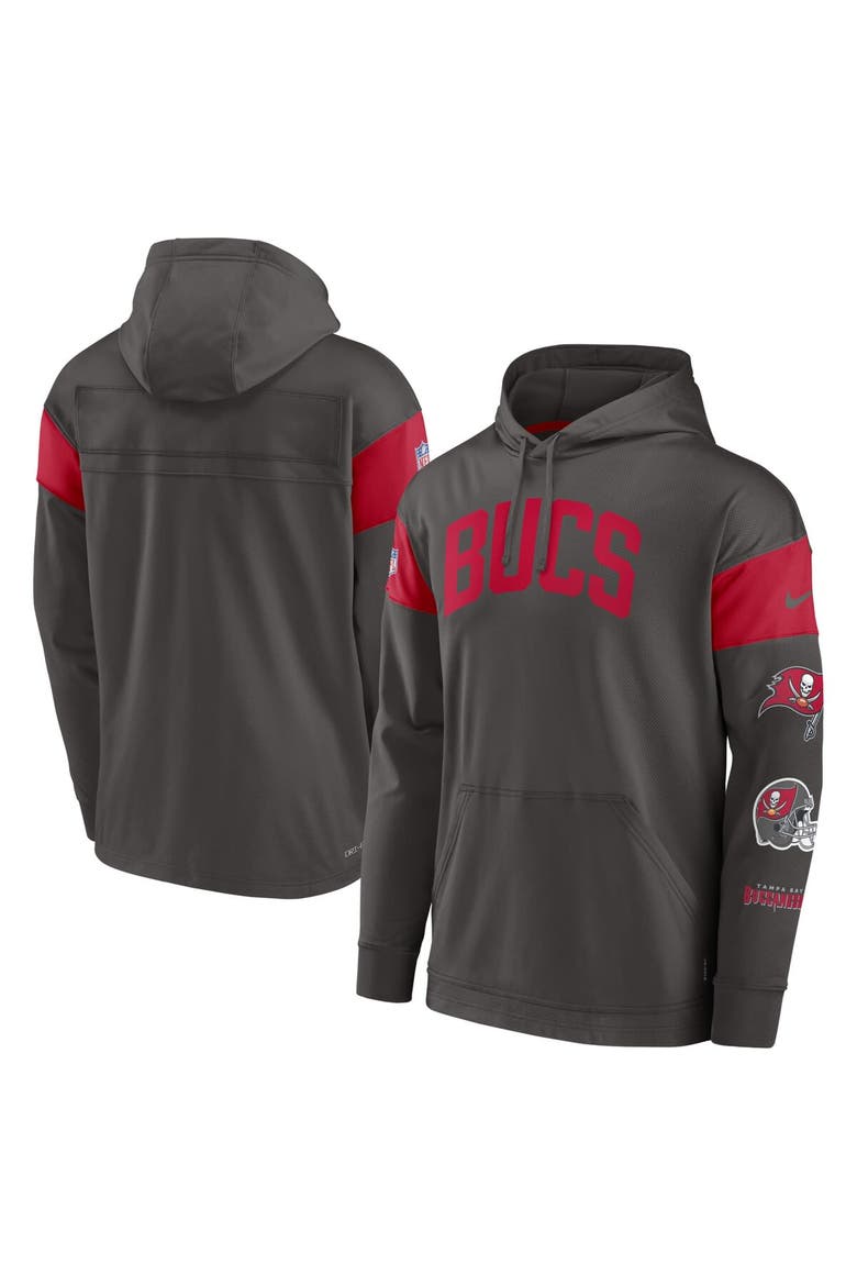 Men's Nike Pewter Tampa Bay Buccaneers Sideline Athletic Arch Jersey Performance Pullover Hoodie, Alternate, color, Pewter