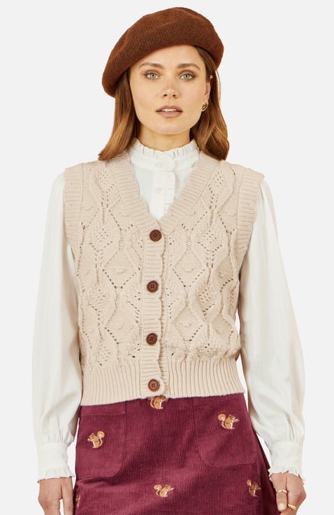 Button Up Chunky Cable Knit Waistcoat