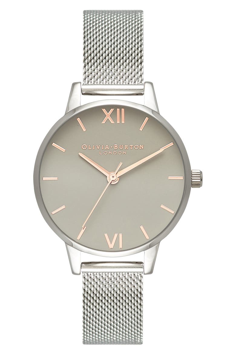 Mesh Strap Watch, 30mm, Main, color, SILVER/ GREY