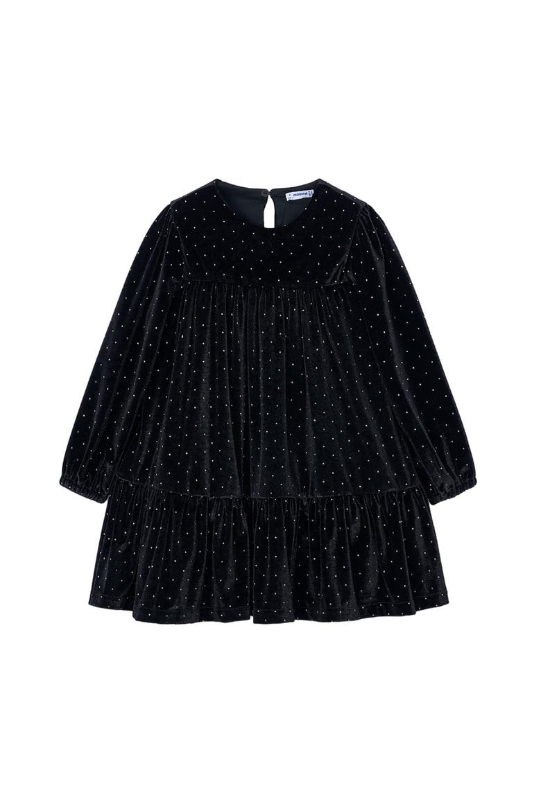Velvet Rhinestone Dress with Bow Hair Tie, Main, color, Navy