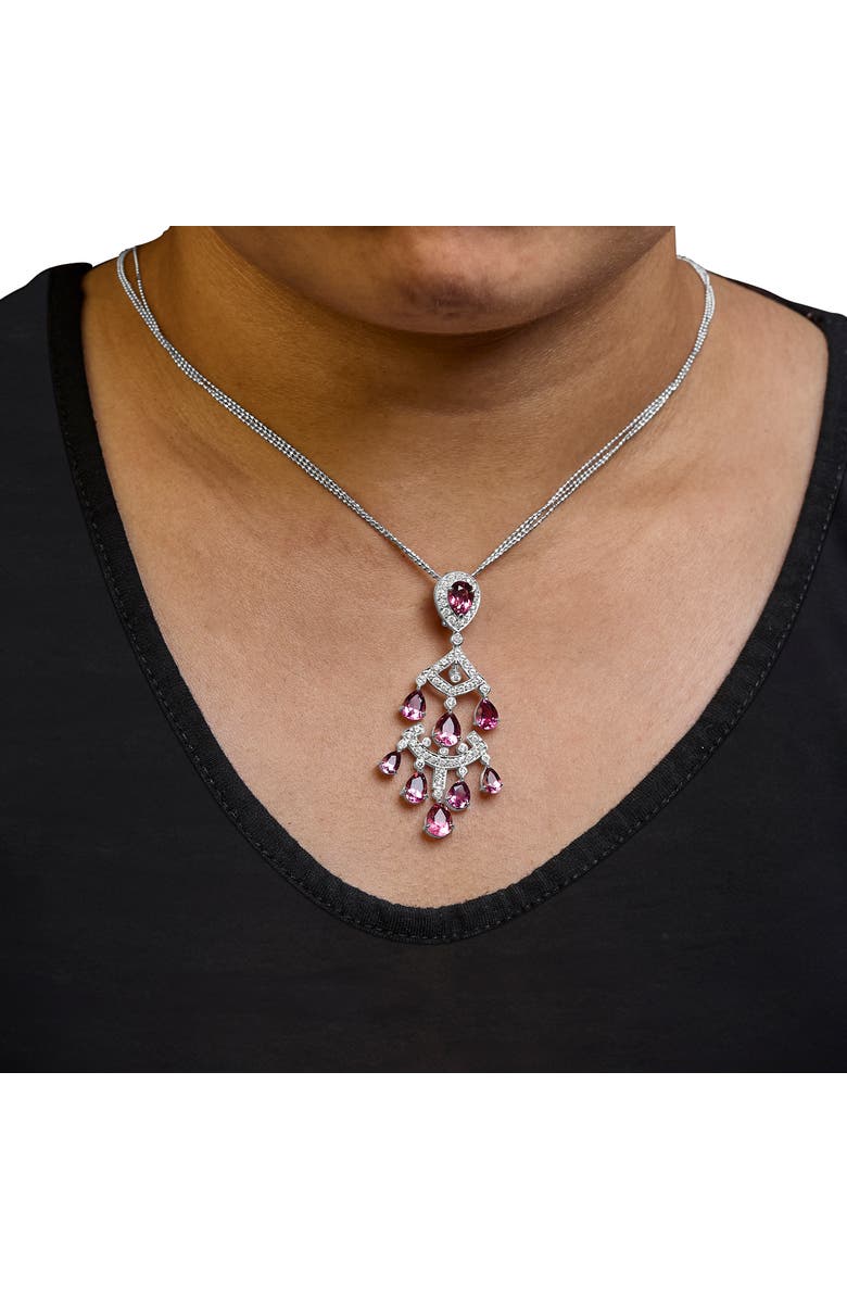 Haus of Brilliance 18K Gold 1 1/10 Cttw Diamond & Tourmaline Pendant Necklace, Alternate, color, White