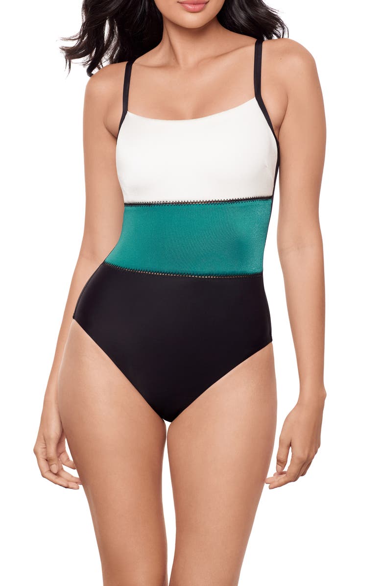 Miraclesuit<sup>®</sup> Spectra Trifecta One-Piece Swimsuit, Main, color, Blue/ Black