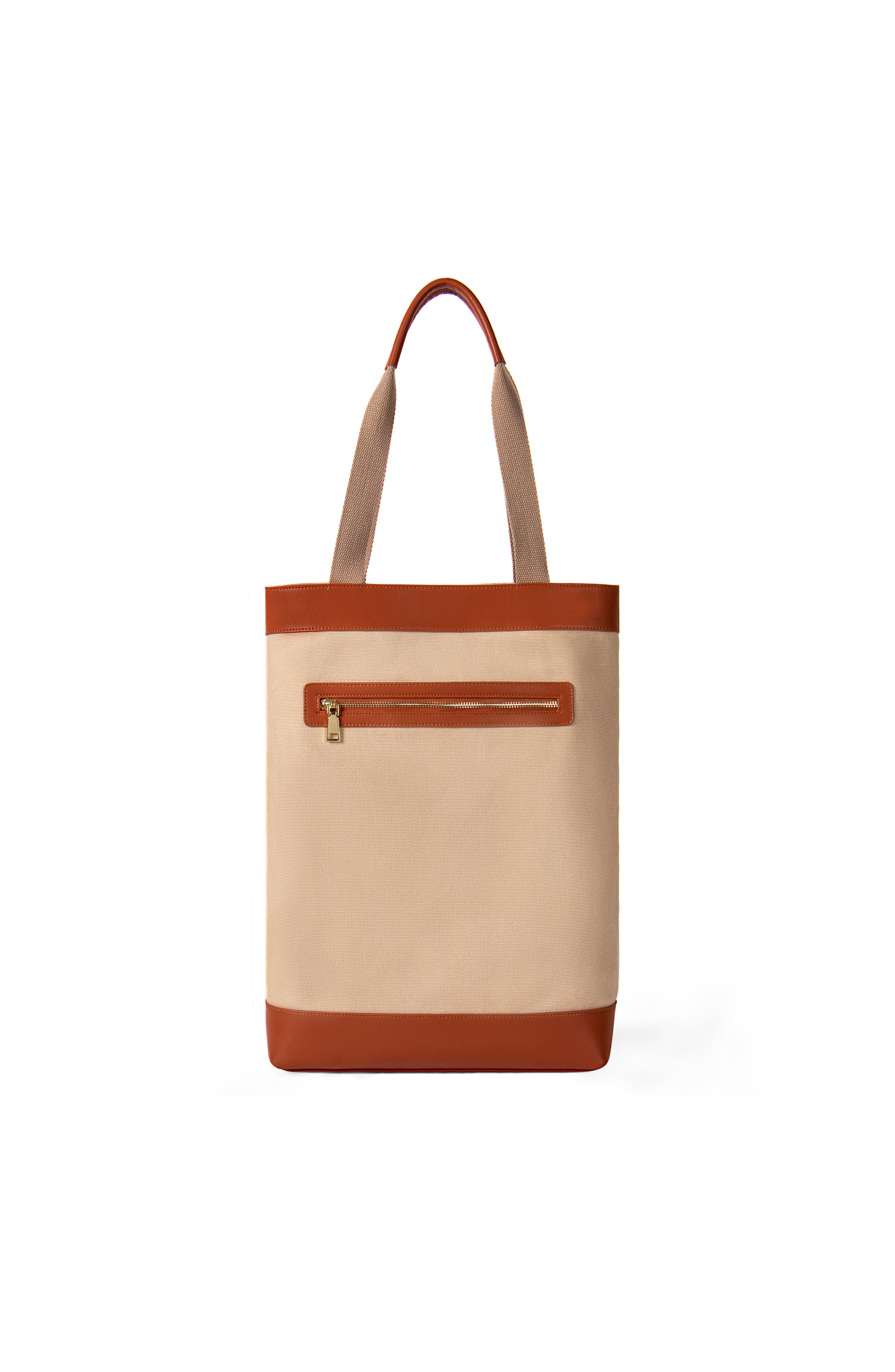 JURGI Everything Tote in Canvas and Leather, Alternate, color, Beige