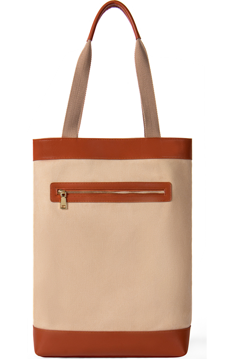JURGI Everything Tote in Canvas and Leather, Alternate, color, Beige