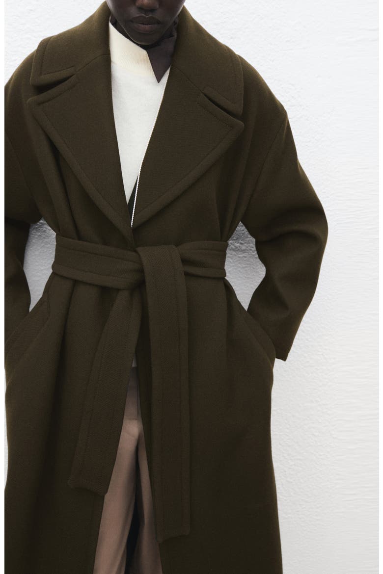 Belted Wool Blend Coat, Alternate, color, KHAKI GREEN