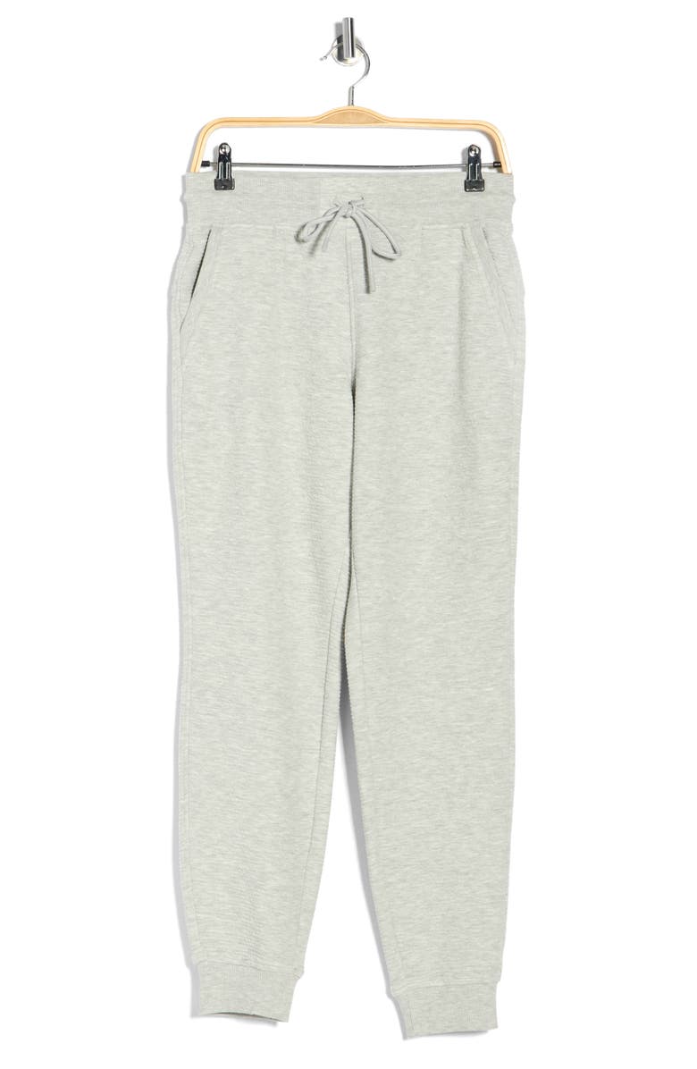 90 DEGREE BY REFLEX Cotton Blend Rib Sweatpants, Alternate, color, Heather Light Grey