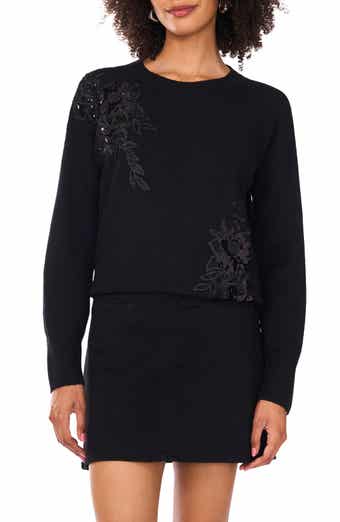 Vince Camuto Sequin Beaded Embroidery Detail Sweater