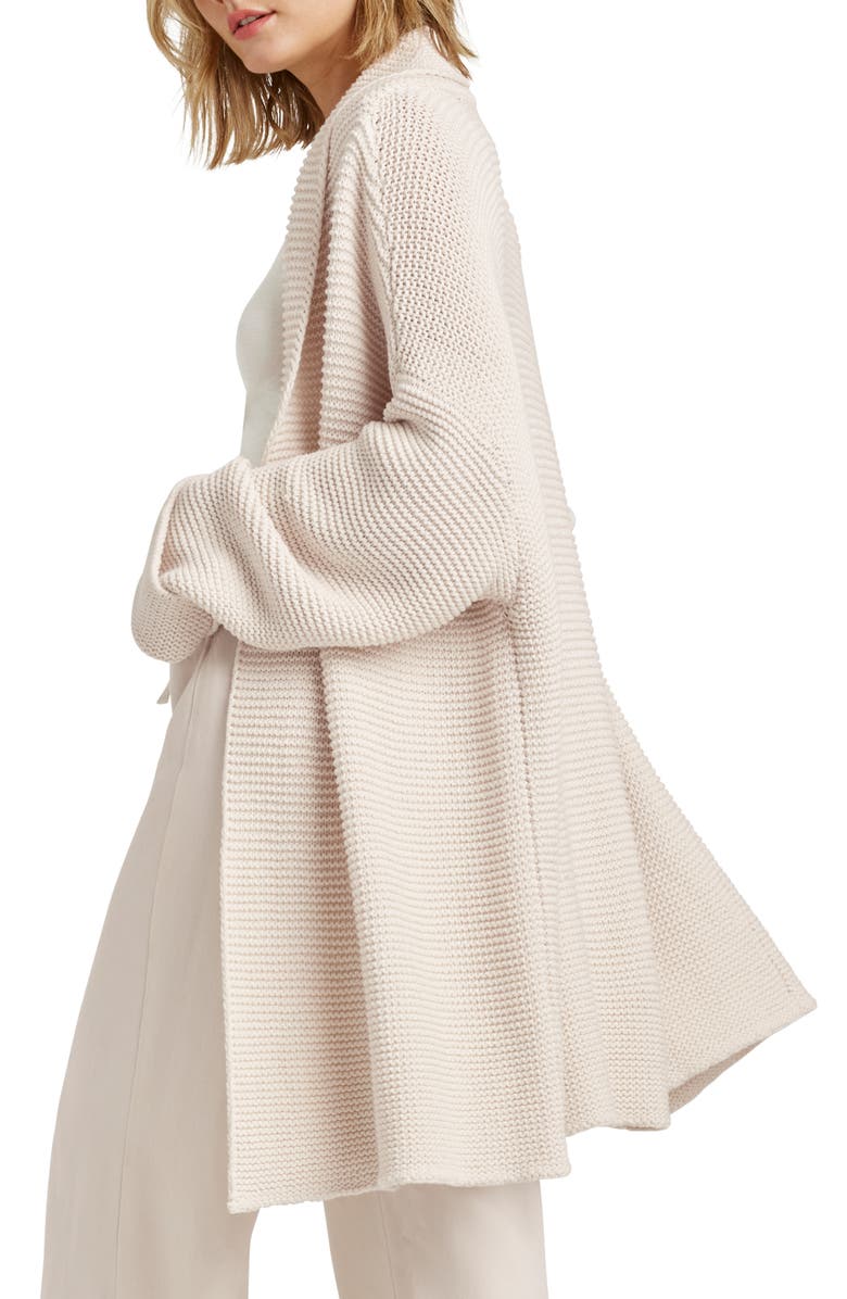 Splendid Claudia Longline Cotton Open Front Cardigan, Alternate, color, Moonstone