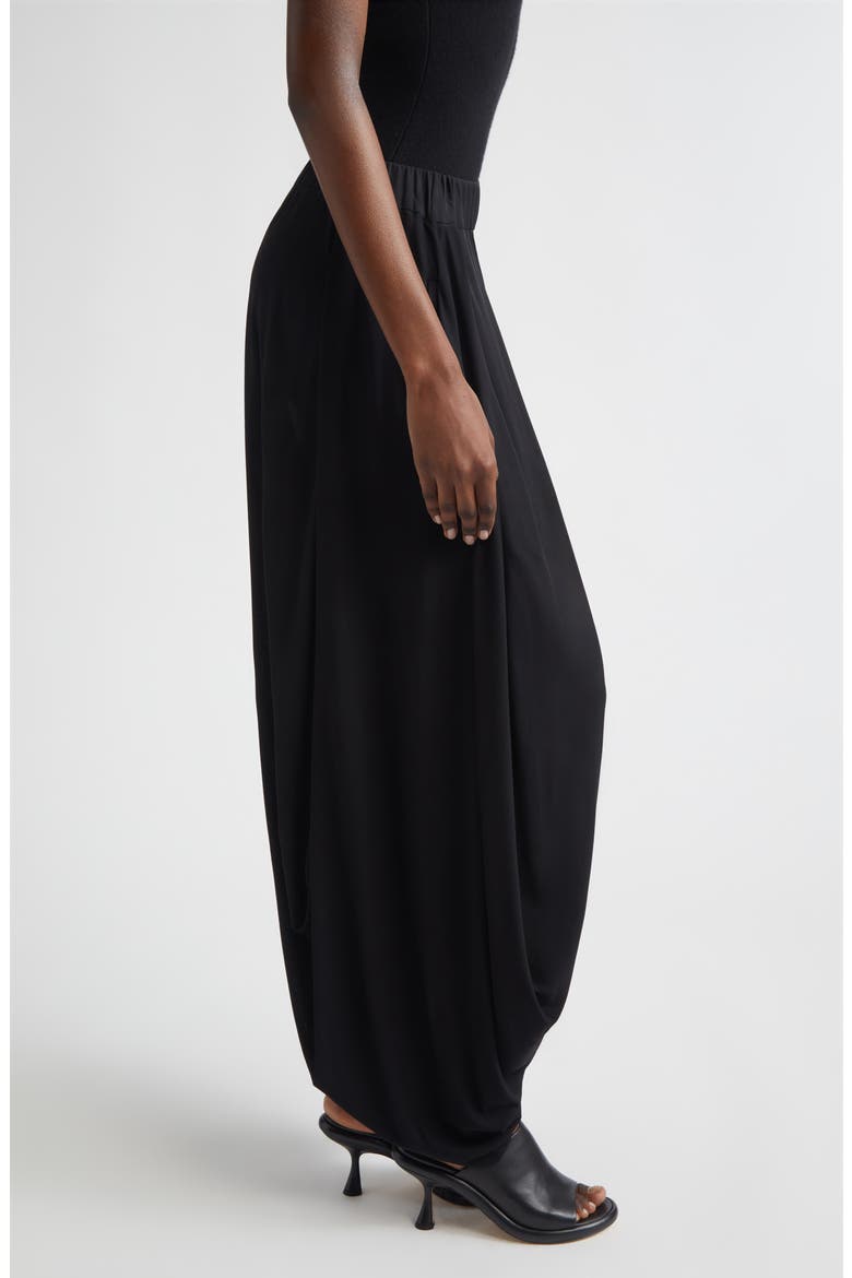 Draped Georgette Jersey Trousers, Alternate, color, BLACK