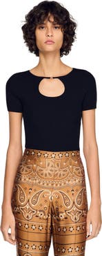 SANDRO Openwork collar sweater