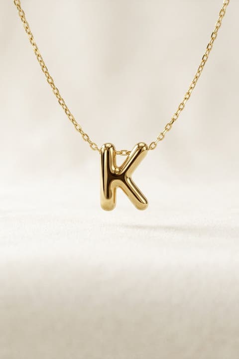 14K Gold Letter Initial Pendant Necklace