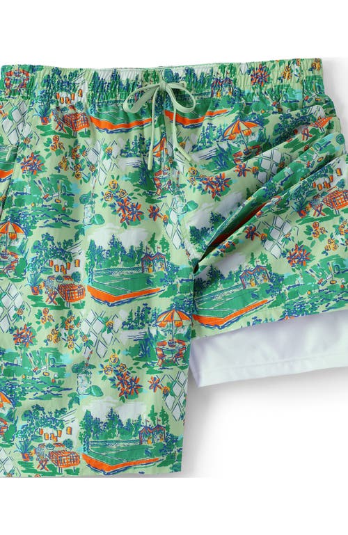 Lands' End 9" Volley Hydroliner Swim Trunks In Icy Mint Summer Scenic