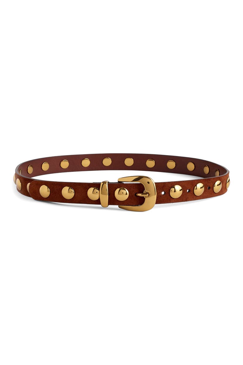 Studded Western Belt, Main, color, SOFT MAHOGANY