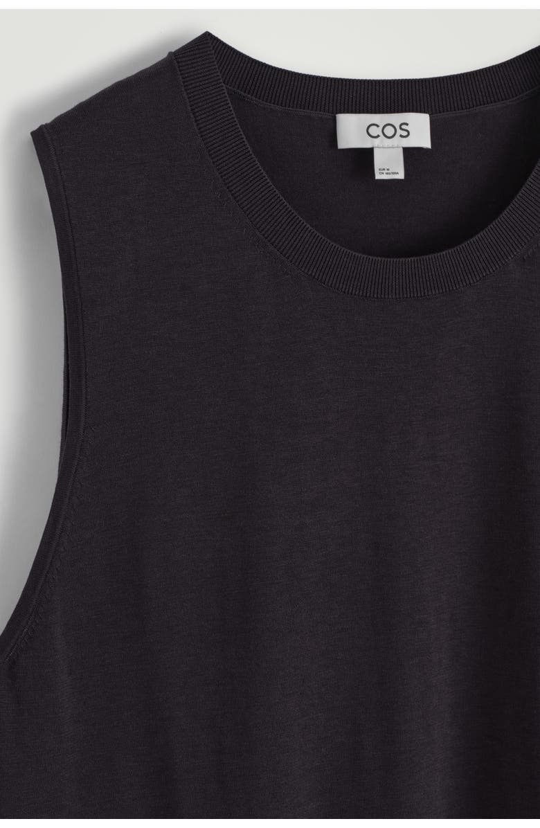 COS Relaxed Knitted Silk Vest, Alternate, color, Dark Brown