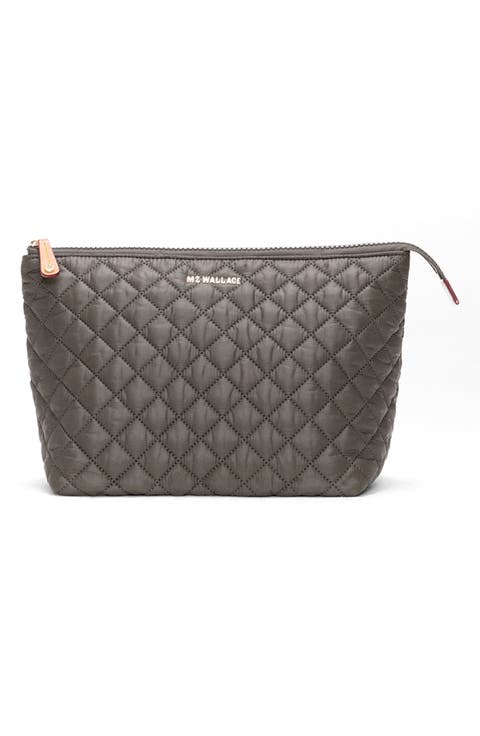 Large Zoey Quilted Nylon Cosmetics Case
