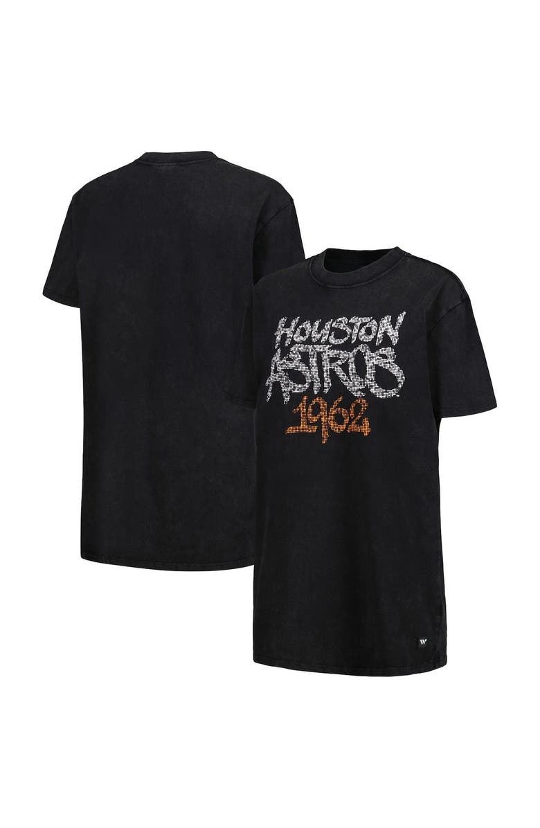 THE WILD COLLECTIVE Women's The Wild Collective Black Houston Astros T-Shirt Dress, Alternate, color, Black