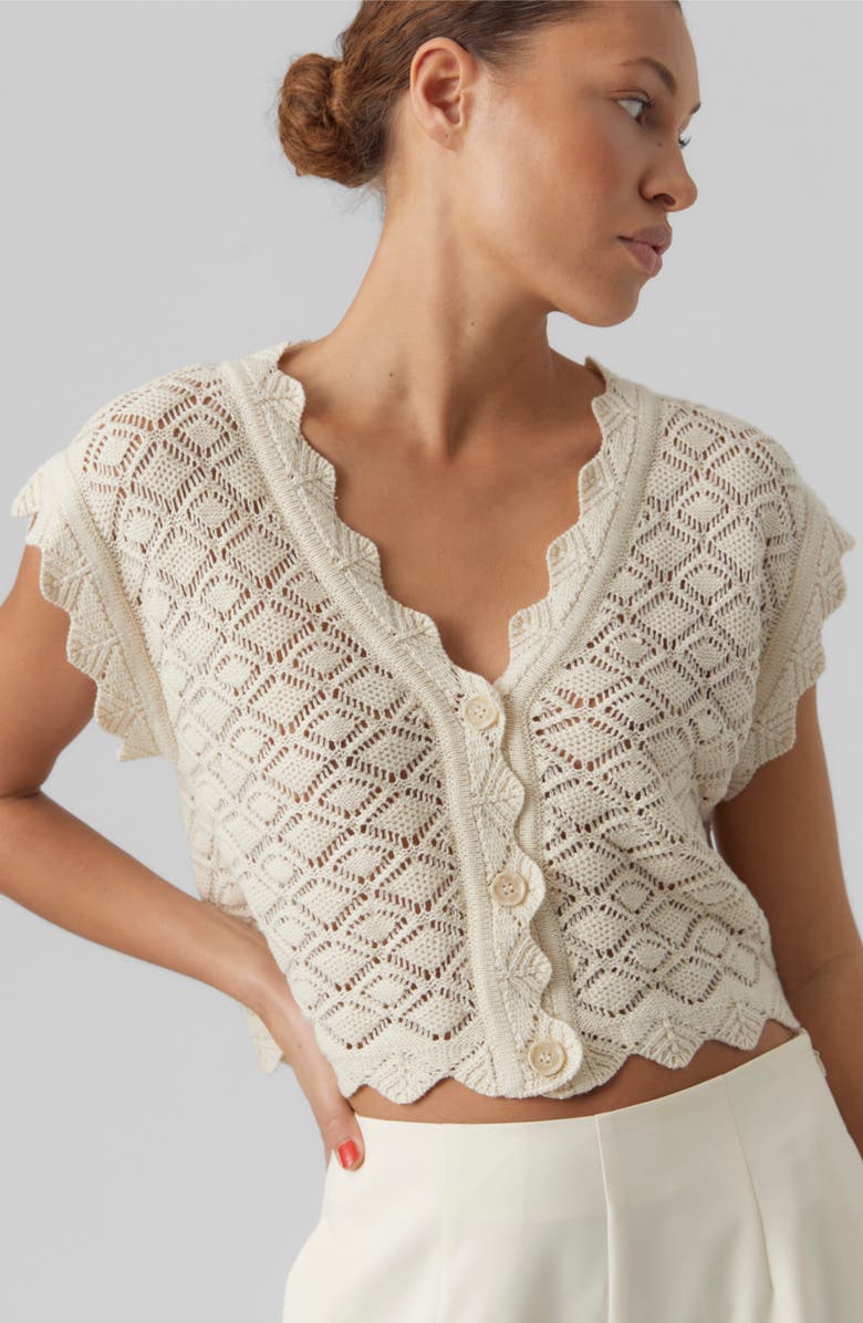 VERO MODA Celia Pointelle Crop Cardigan, Alternate, color, 