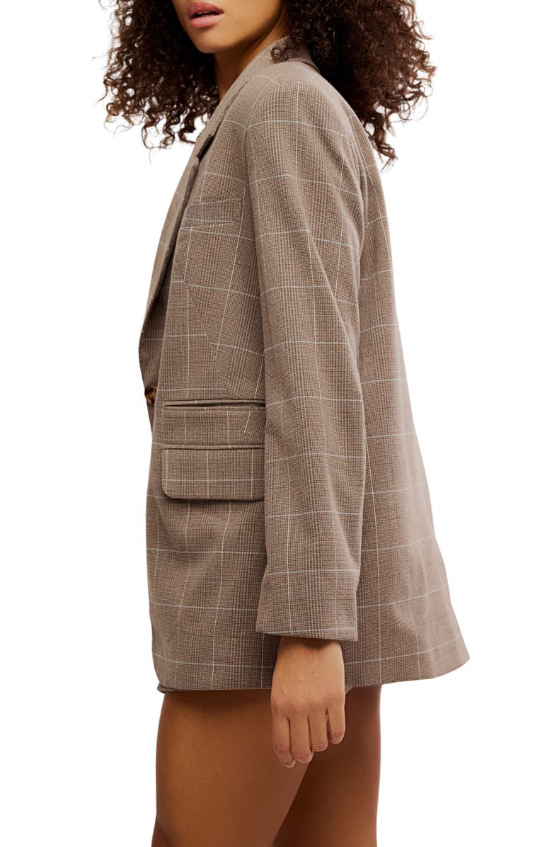 Free People Paper Cut Pinstripe Blazer, Alternate, color, Chocolate Combo