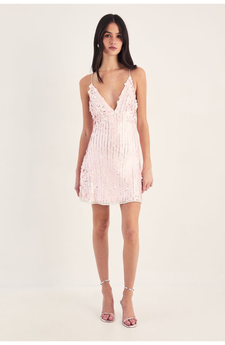 NASTY GAL Embellished Strappy Mini Dress, Main, color, Baby Pink