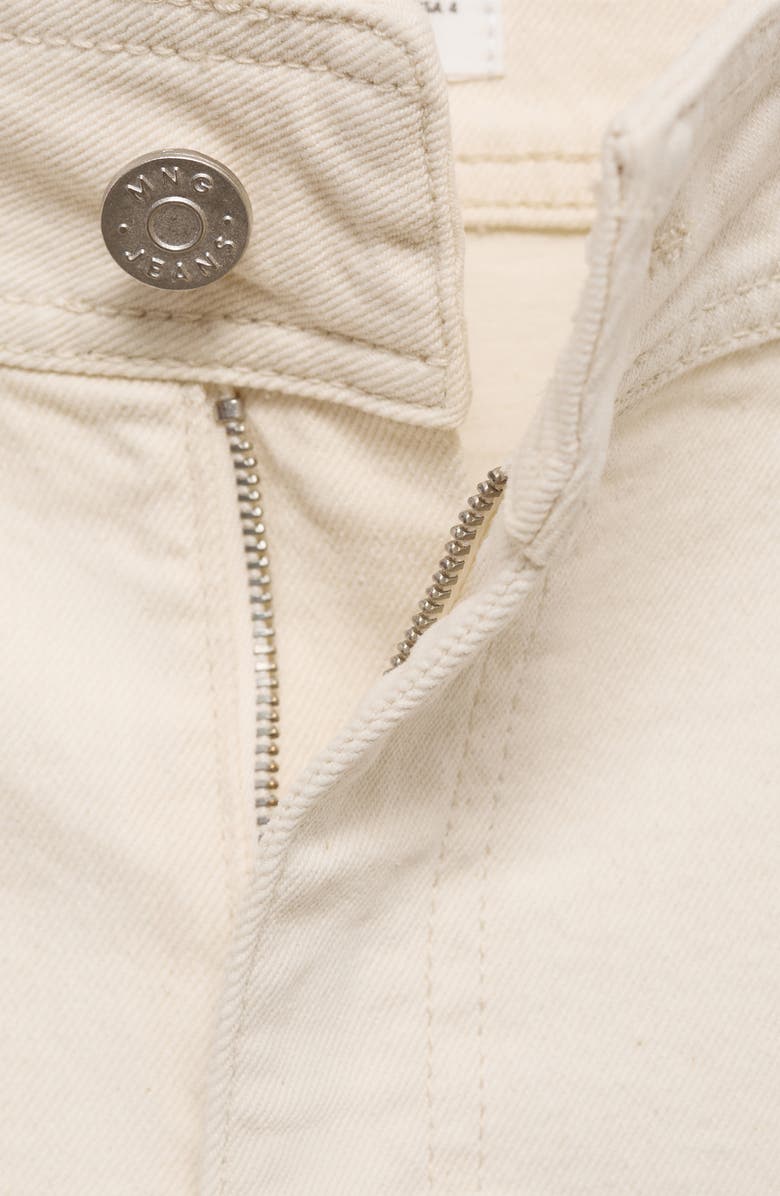 MANGO Catherin Frayed High Waist Wide Leg Culotte Jeans, Alternate, color, Off White