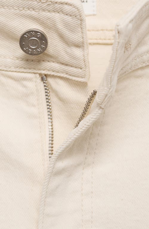 Mango Catherin Frayed High Waist Wide Leg Culotte Jeans In Neutral