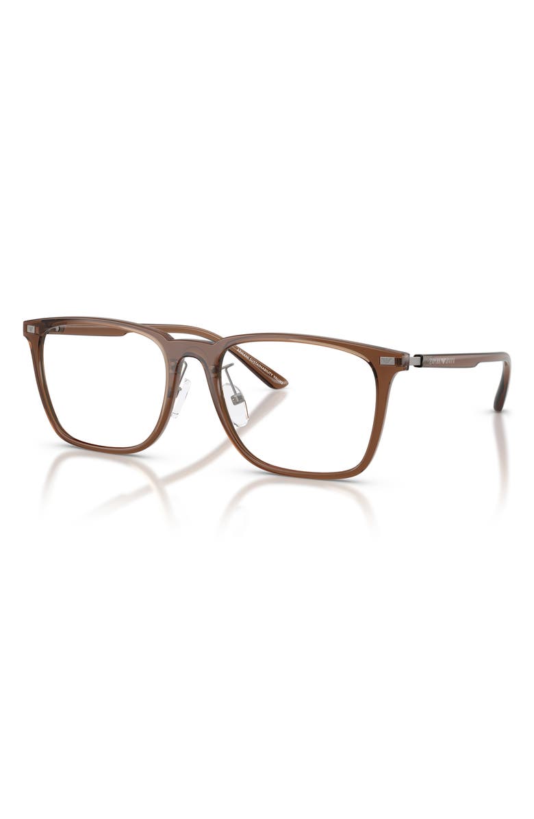 Emporio Armani 55mm Pillow Optical Glasses, Alternate, color, Shiny Brown / Demo Lens