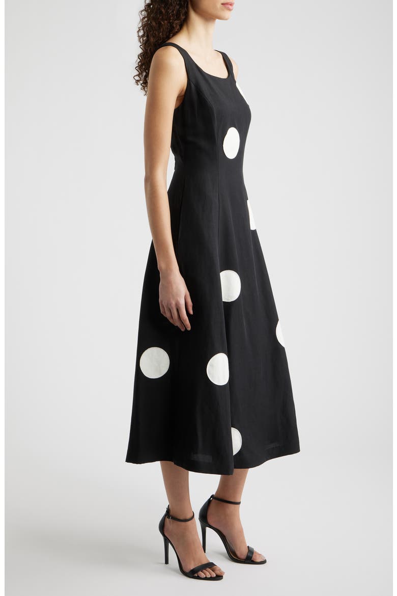 The Lucie Dot Midi Dress, Alternate, color, NOIR/ WHITE