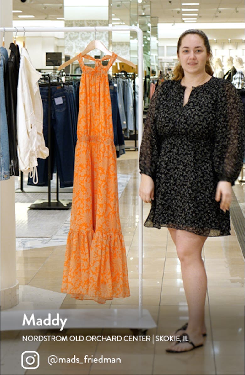 Floral Print Halter Neck Maxi Dress, sales video thumbnail