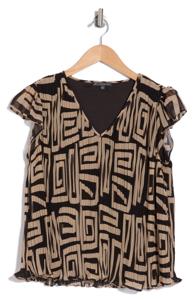 Adrianna Papell V-Neck Flutter Sleeve Chiffon Top, Alternate, color,