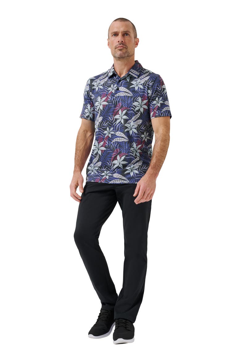 Featherweight Tropical Piqué Polo, Alternate, color, BLACK/ BLUE