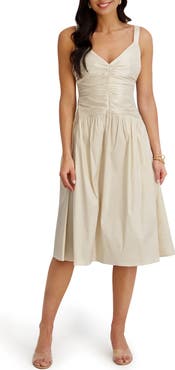 Siena Stretch Taffeta Fit & Flare Midi Dress
