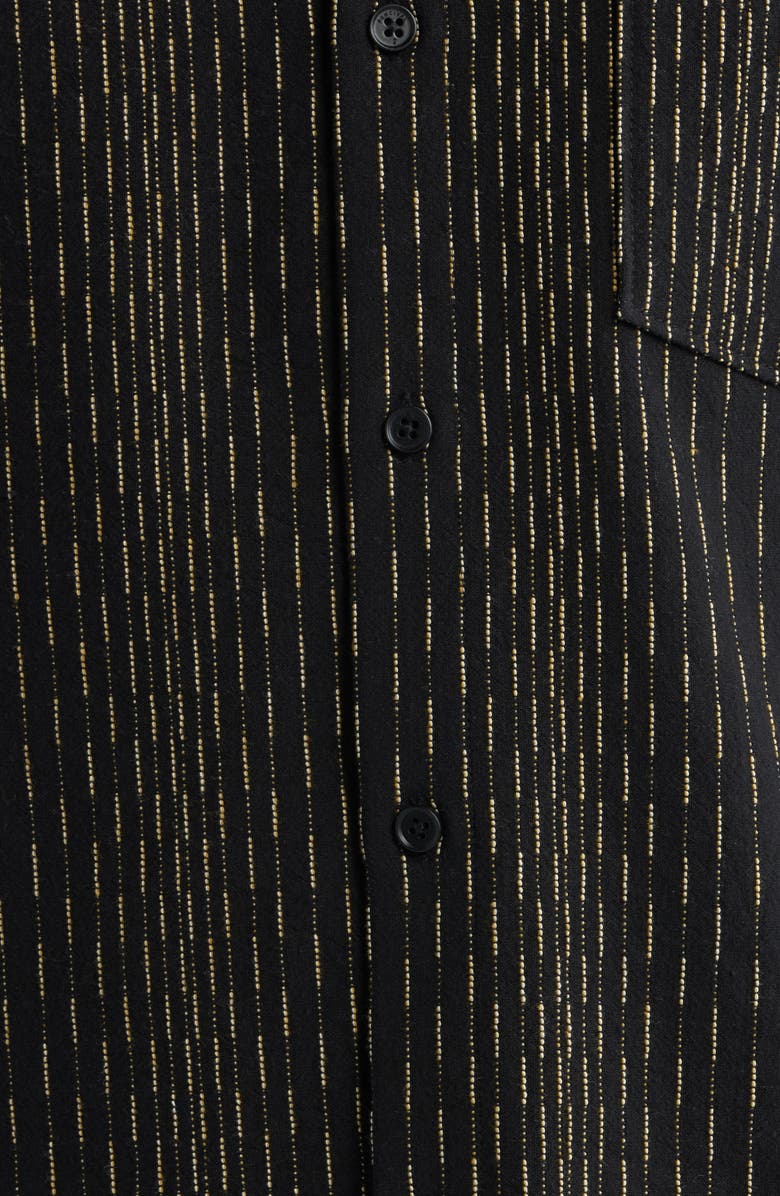 Percival Leland Stripe Camp Shirt, Alternate, color, Black