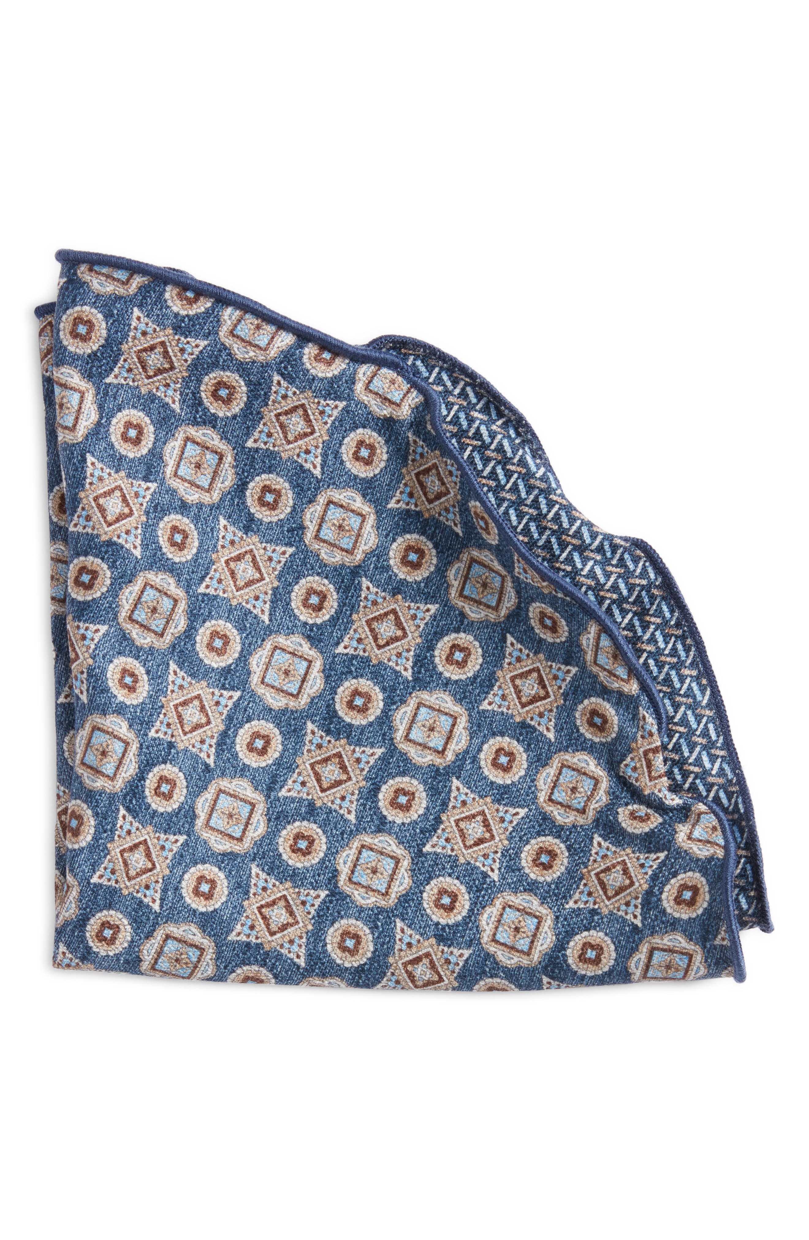 EDWARD ARMAH Foulard Links Reversible Silk Pocket Circle (Men ...
