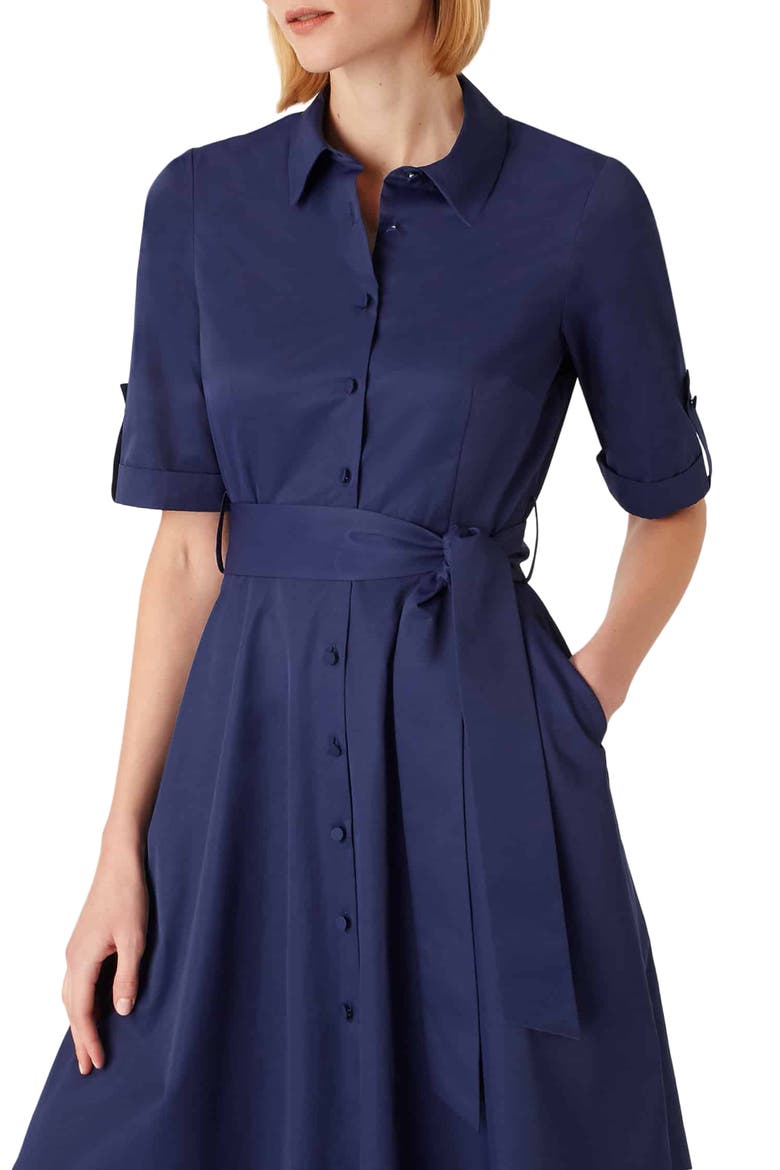 Tyra Roll Tab Sleeve Shirtdress, Alternate, color, FRENCH BLUE