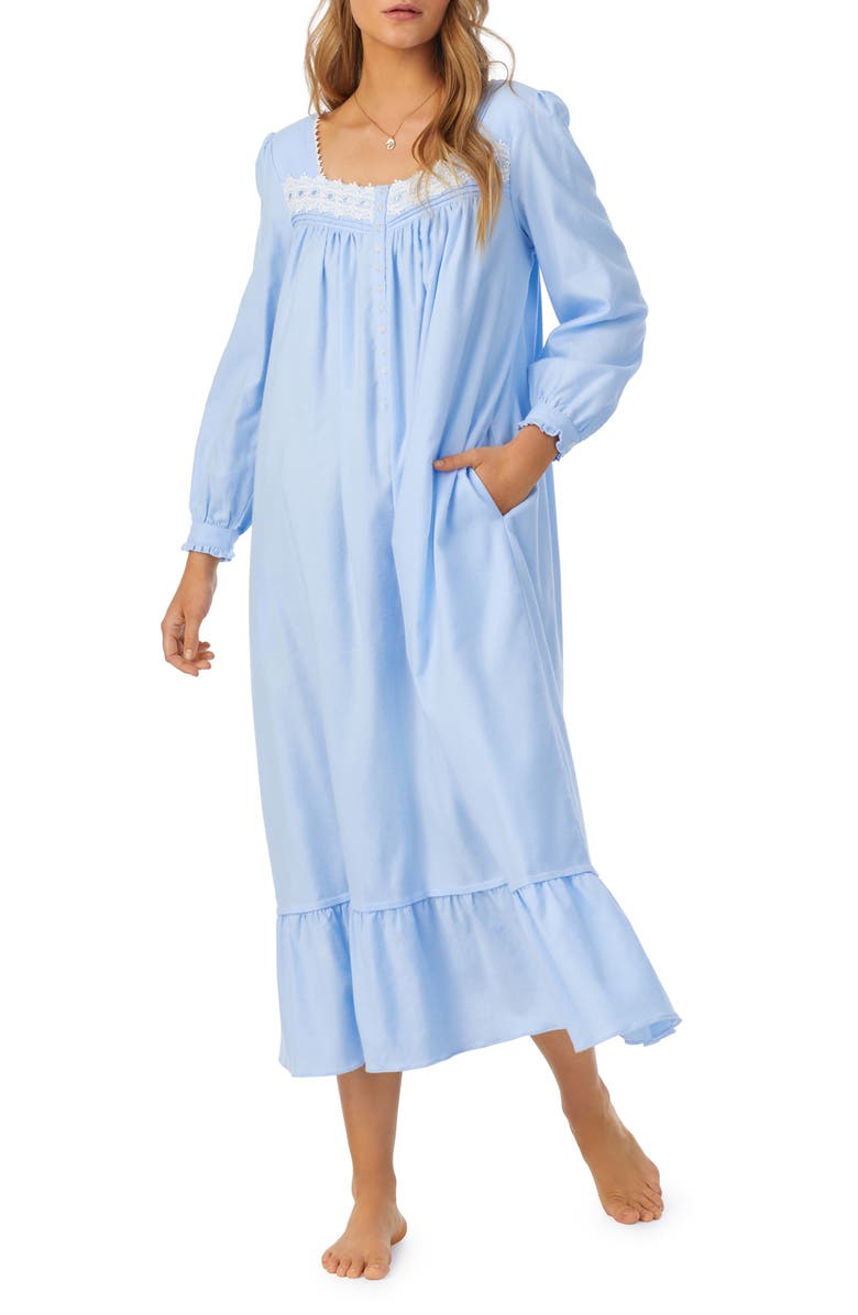 Eileen West Long Sleeve Flannel Ballet Nightgown, Main, color, 