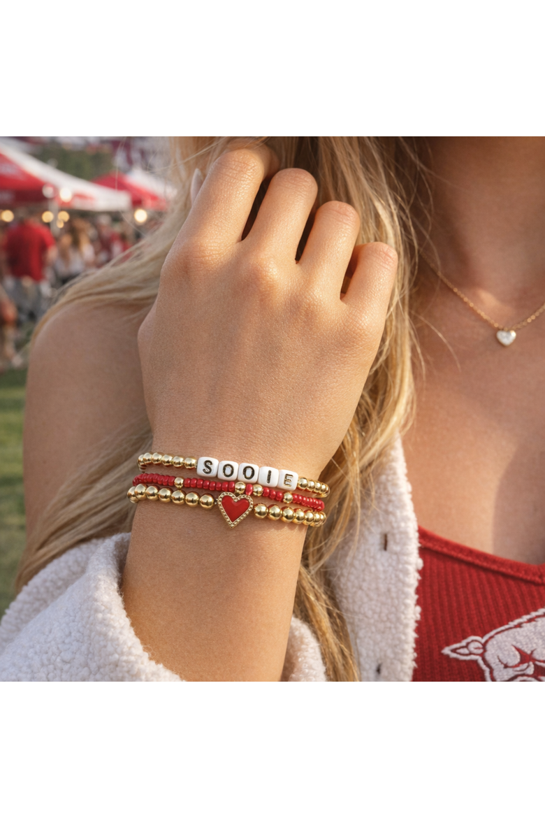 Arkansas Love My College Bracelet Stack, Alternate, color, Yellow Gold