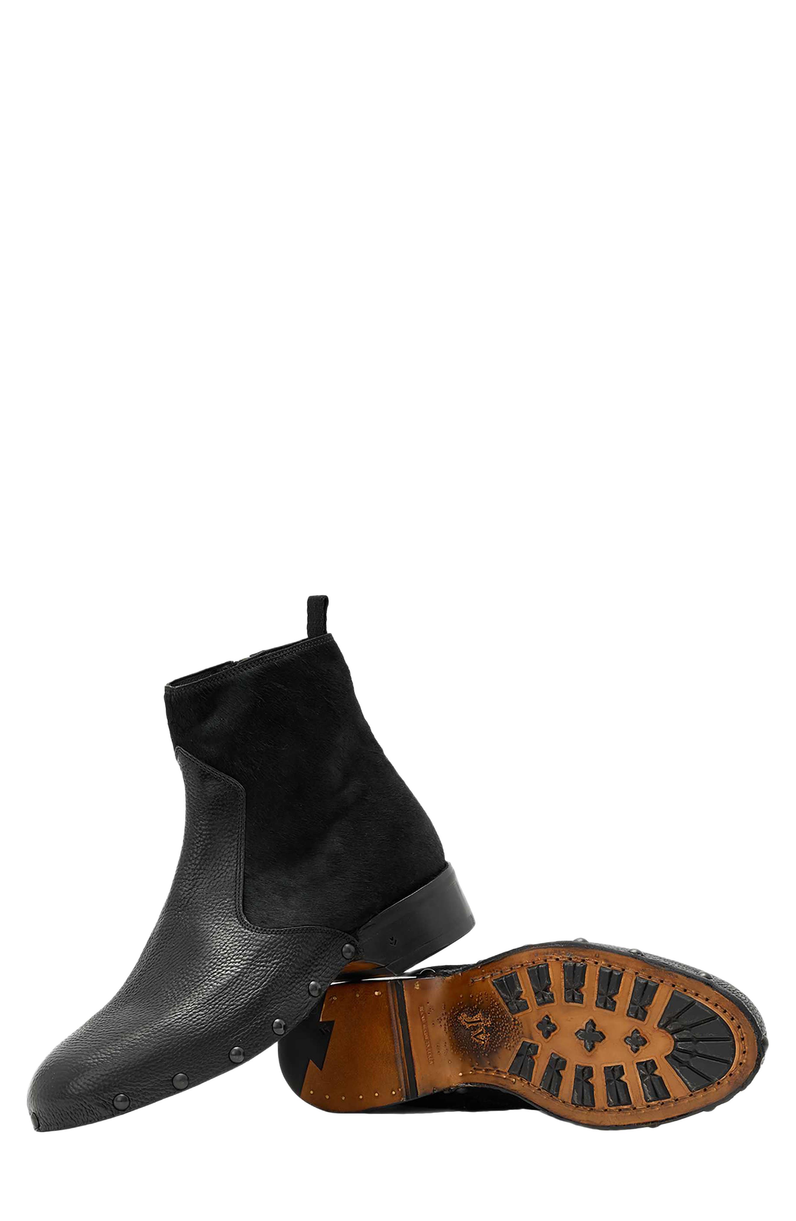 Verlaine Calf Hair Zip Boot, Alternate, color, BLACK