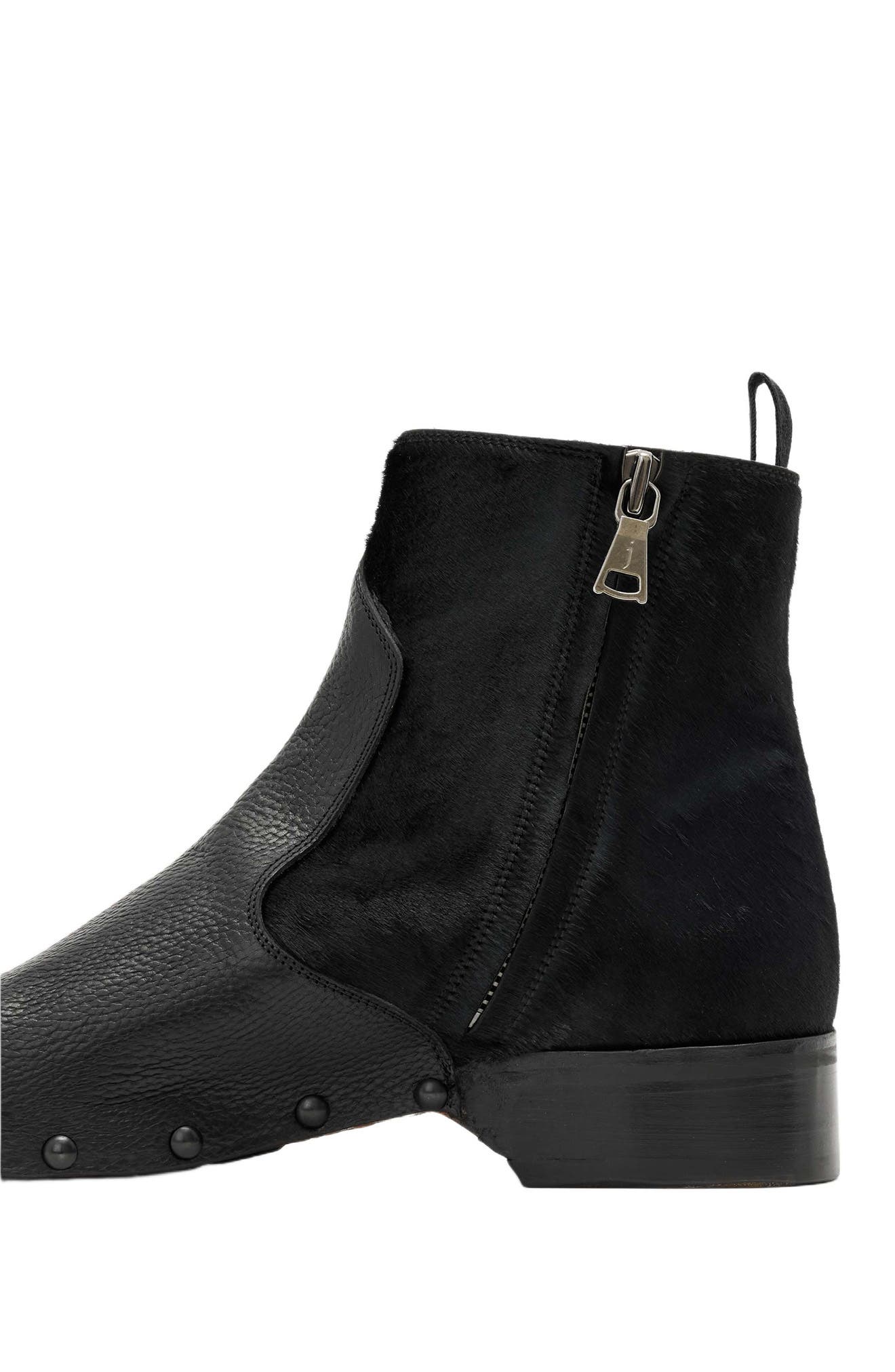 Verlaine Calf Hair Zip Boot, Alternate, color, BLACK
