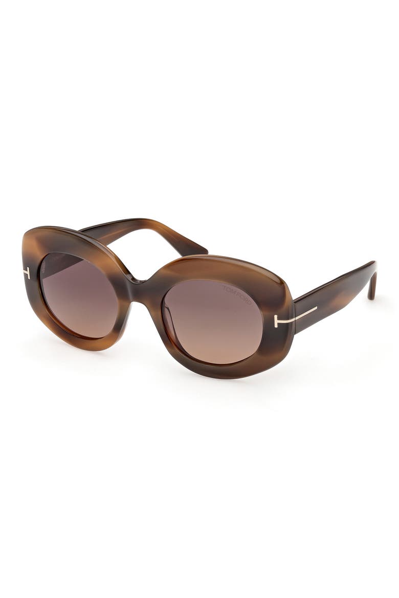 Claudette 51mm Round Sunglasses, Alternate, color, BEIGE HAVANA / GRADIENT PLUM