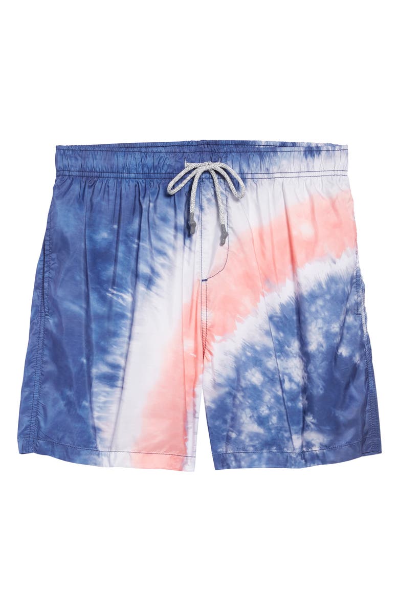 Vintage Summer Tie Dye Swim Trunks, Main, color, 