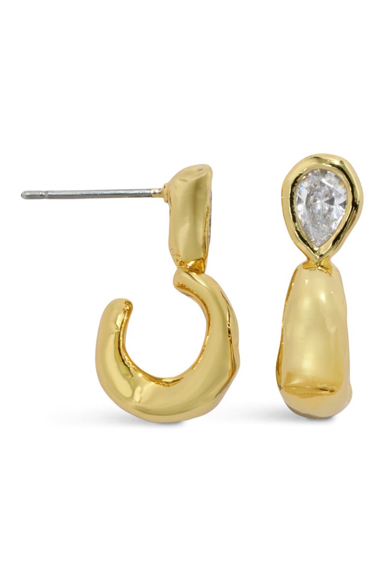Asterales Pear Cubic Zirconia Small Hoop Earrings, Main, color, STONES