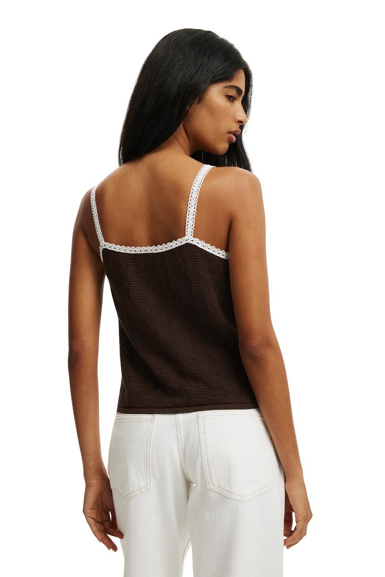 Women's Knit Button Through Cami, Alternate, color, Dark Oak