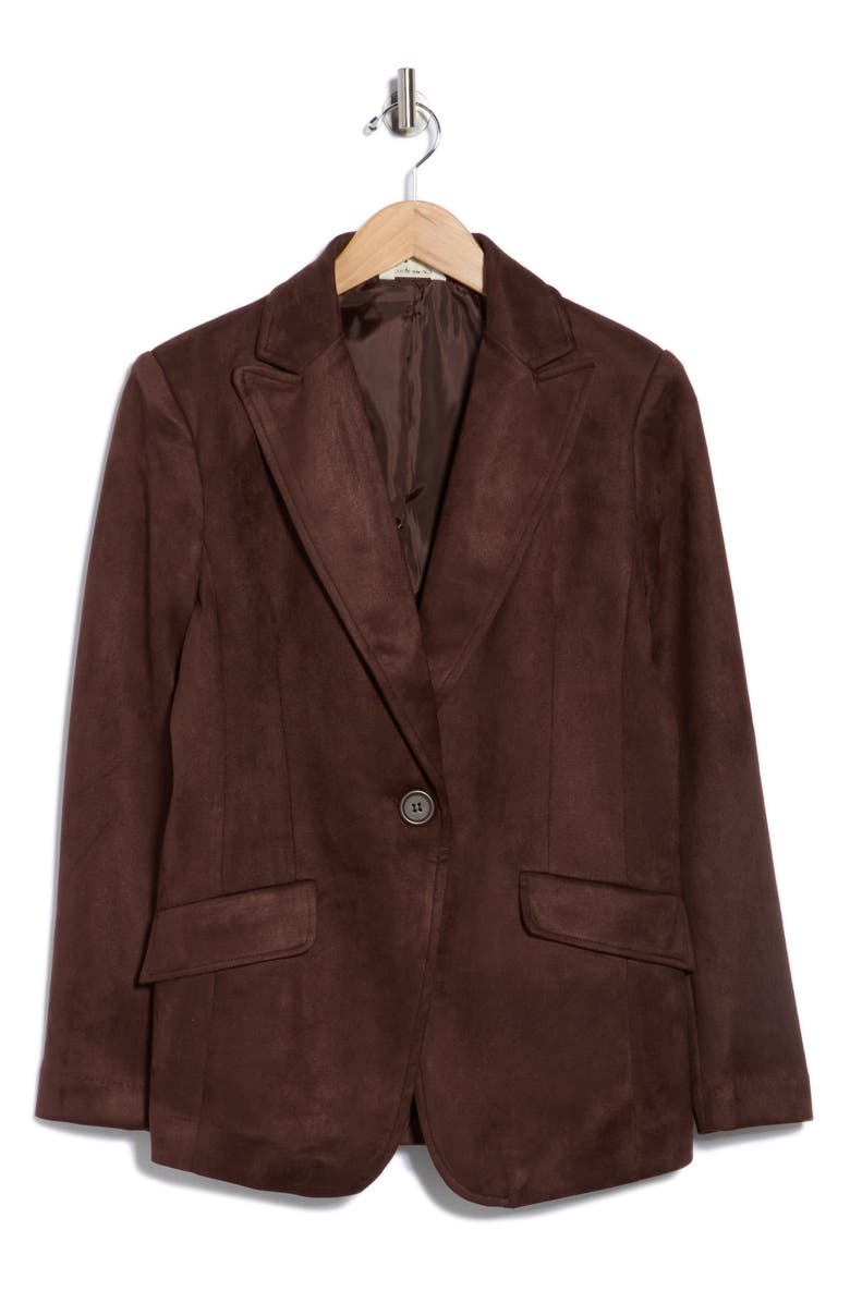MAX STUDIO Faux Suede Blazer, Alternate, color, Dark Brown