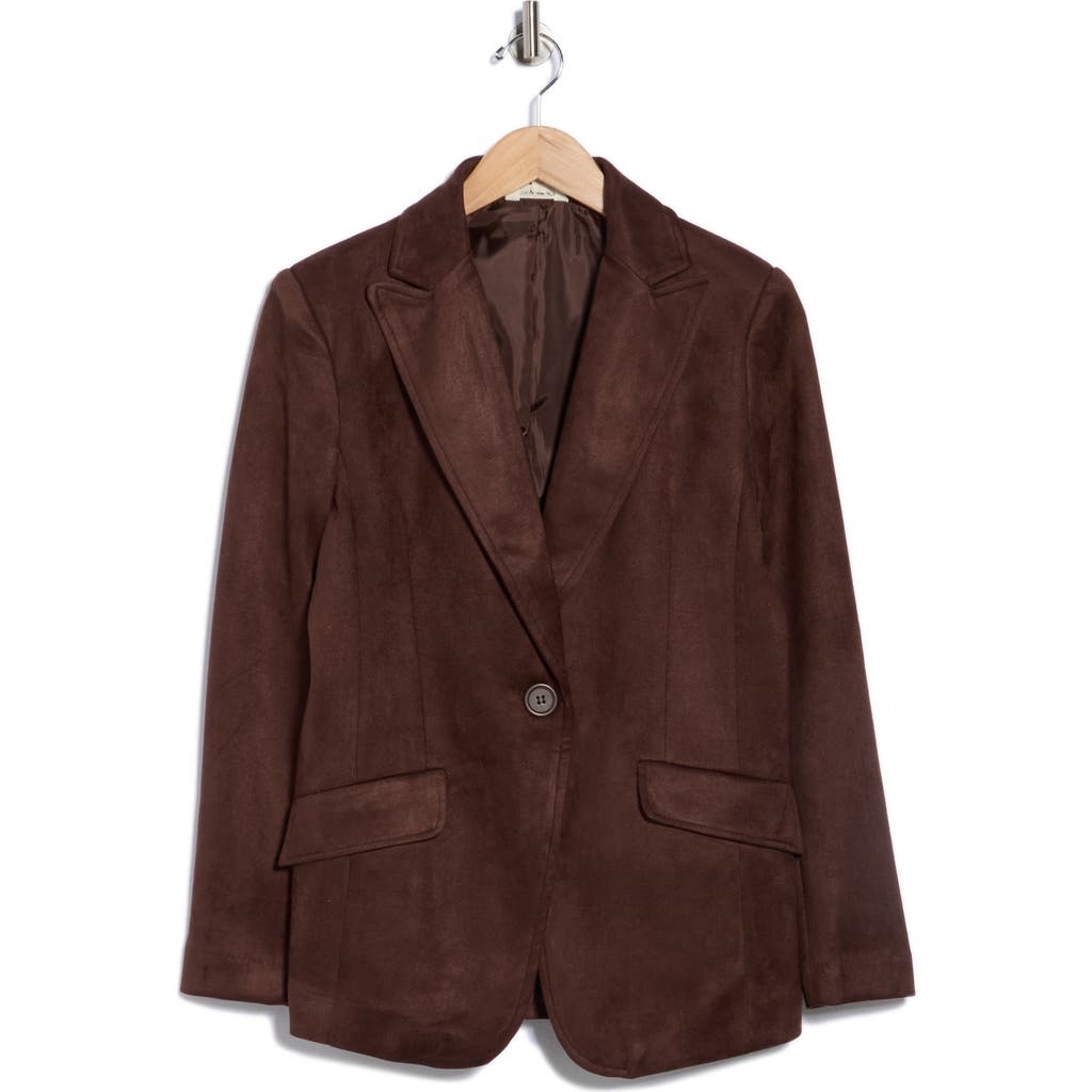 Max Studio Faux Suede Blazer In Brown