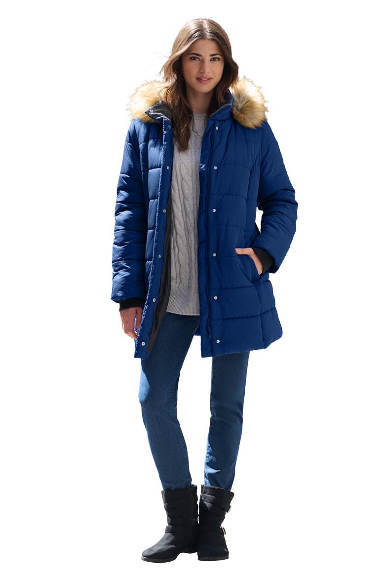 Plus Size Classic Length Puffer Coat, Main, color, EVENING BLUE