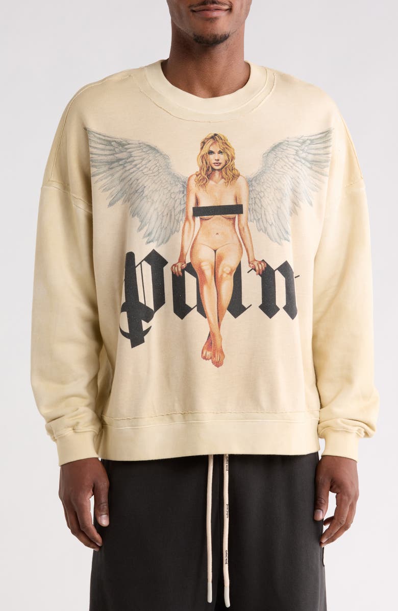 Palm Angels Angel Logo Graphic T-Shirt, Main, color, Ivory