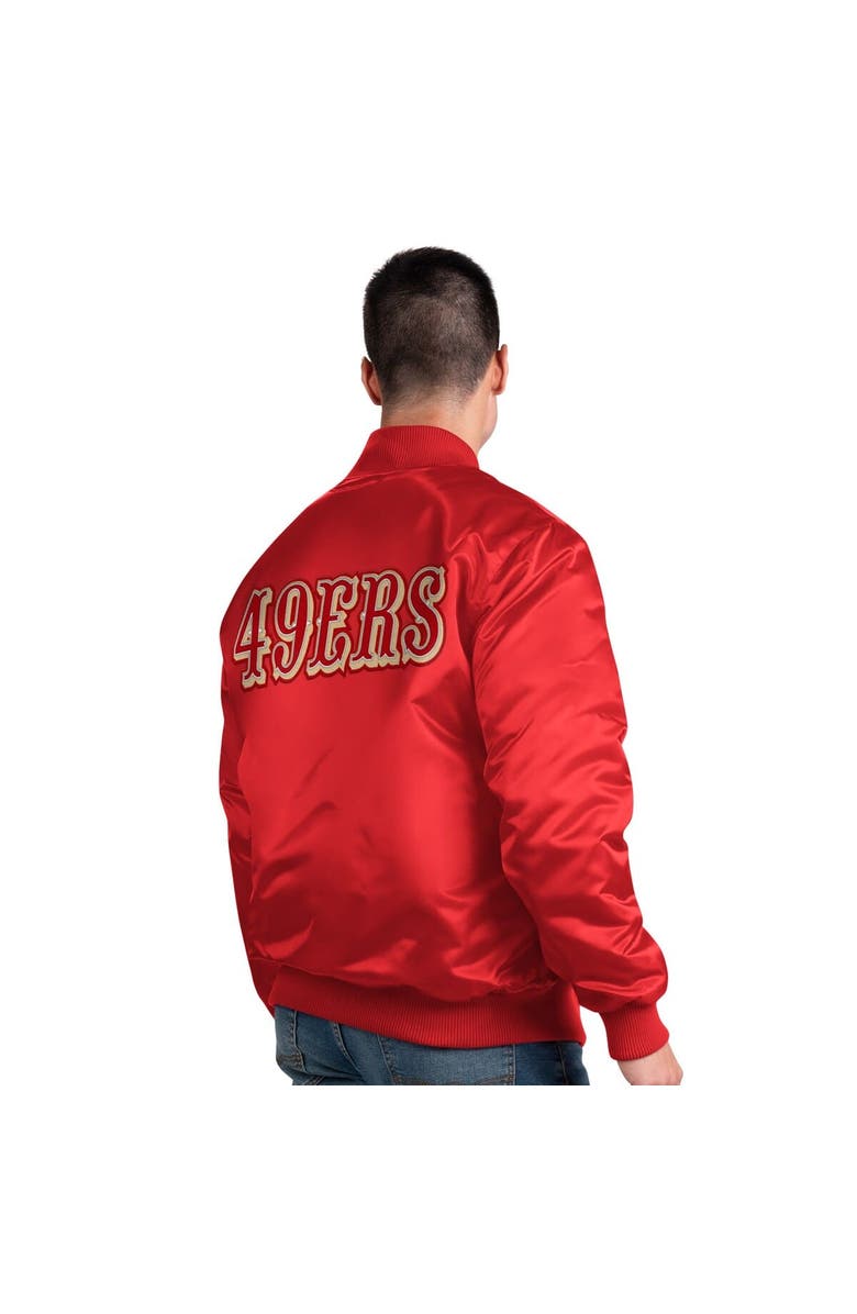 STARTER Men's Starter Scarlet San Francisco 49ers Exclusive Satin Full-Snap Varsity Jacket, Alternate, color, Scarlet