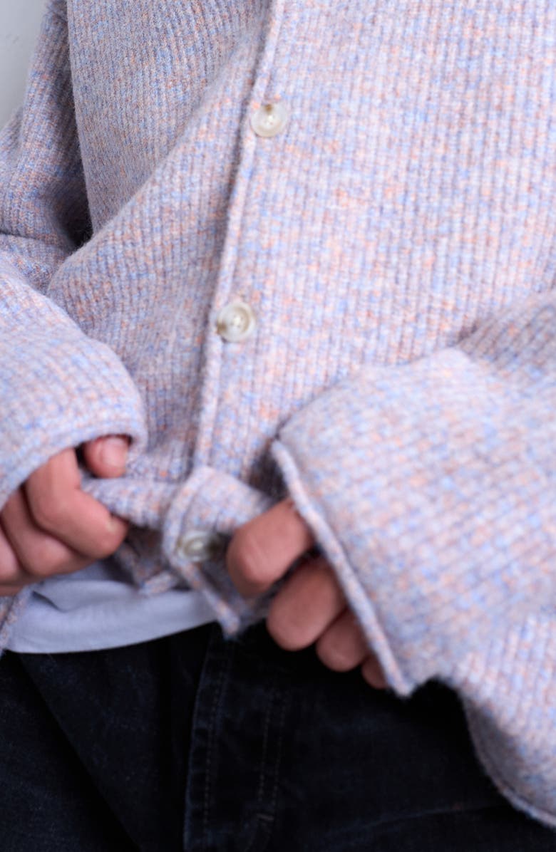 Topman Twist Yarn V-Neck Cardigan, Alternate, color, Lilac